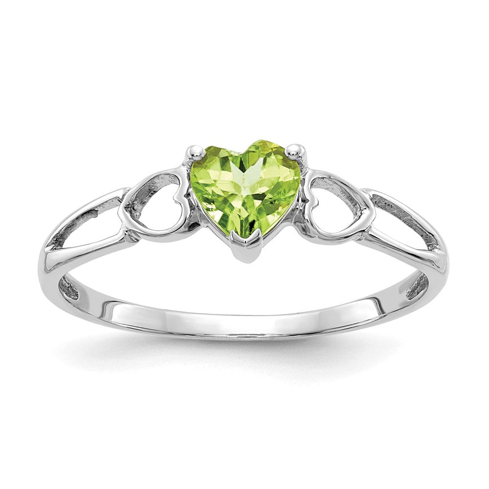 10k white gold polished geniune peridot birthstone ring 10xbr173