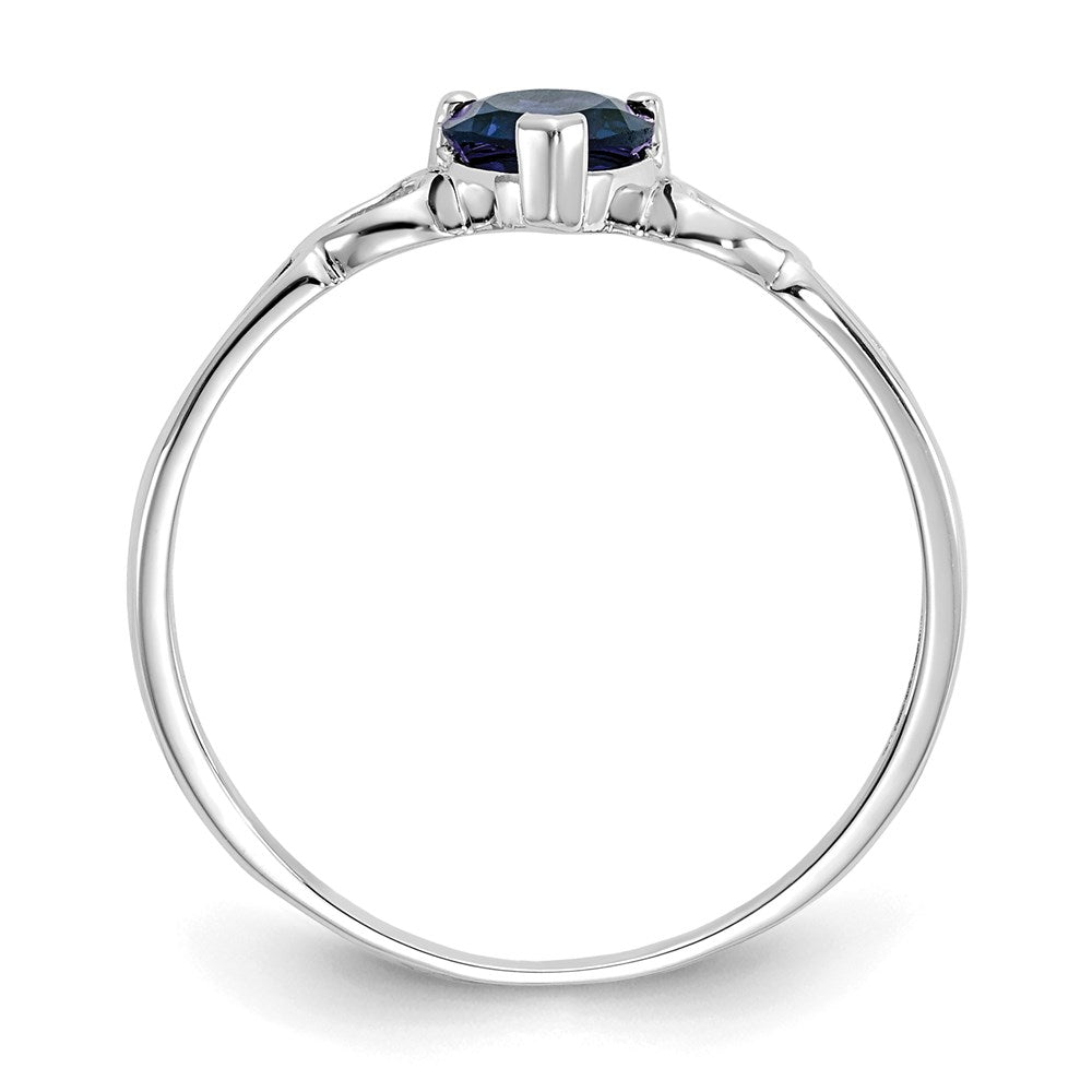 10k white gold polished geniune sapphire birthstone ring 10xbr174
