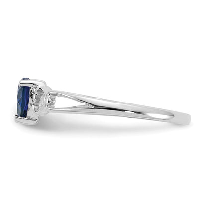 10k white gold polished geniune sapphire birthstone ring 10xbr174
