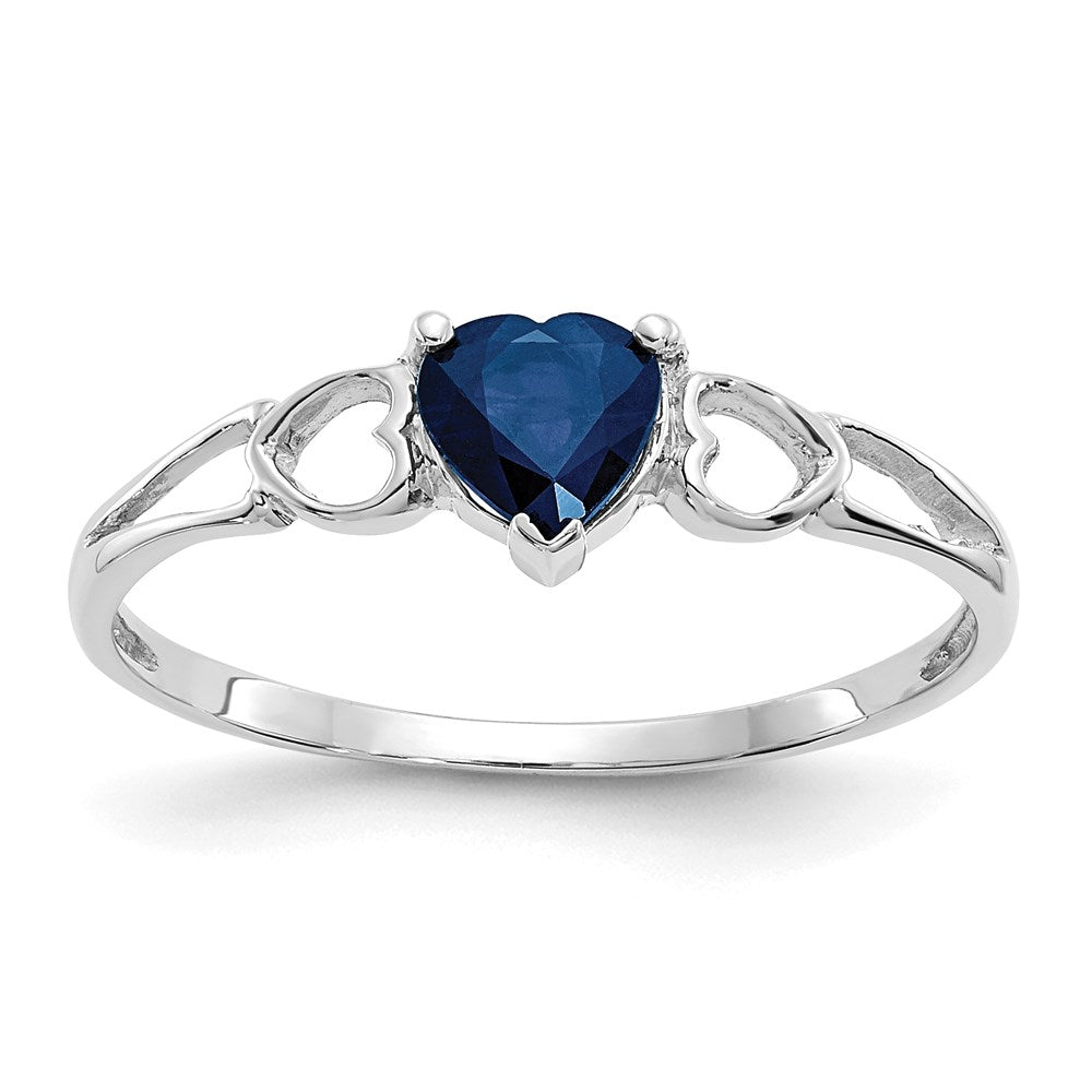 10k white gold polished geniune sapphire birthstone ring 10xbr174