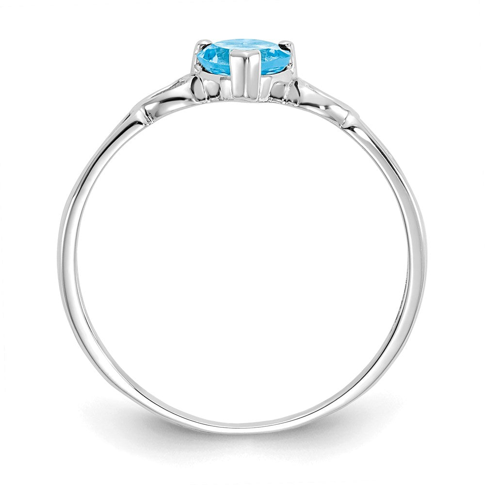10k white gold polished geniune blue topaz birthstone ring 10xbr177