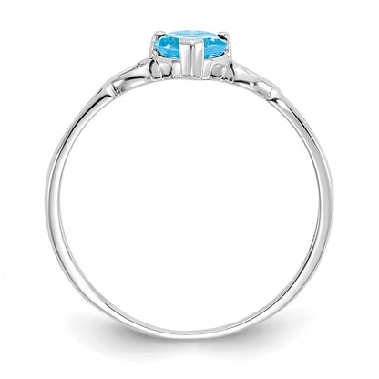 10k white gold polished geniune blue topaz birthstone ring 10xbr177