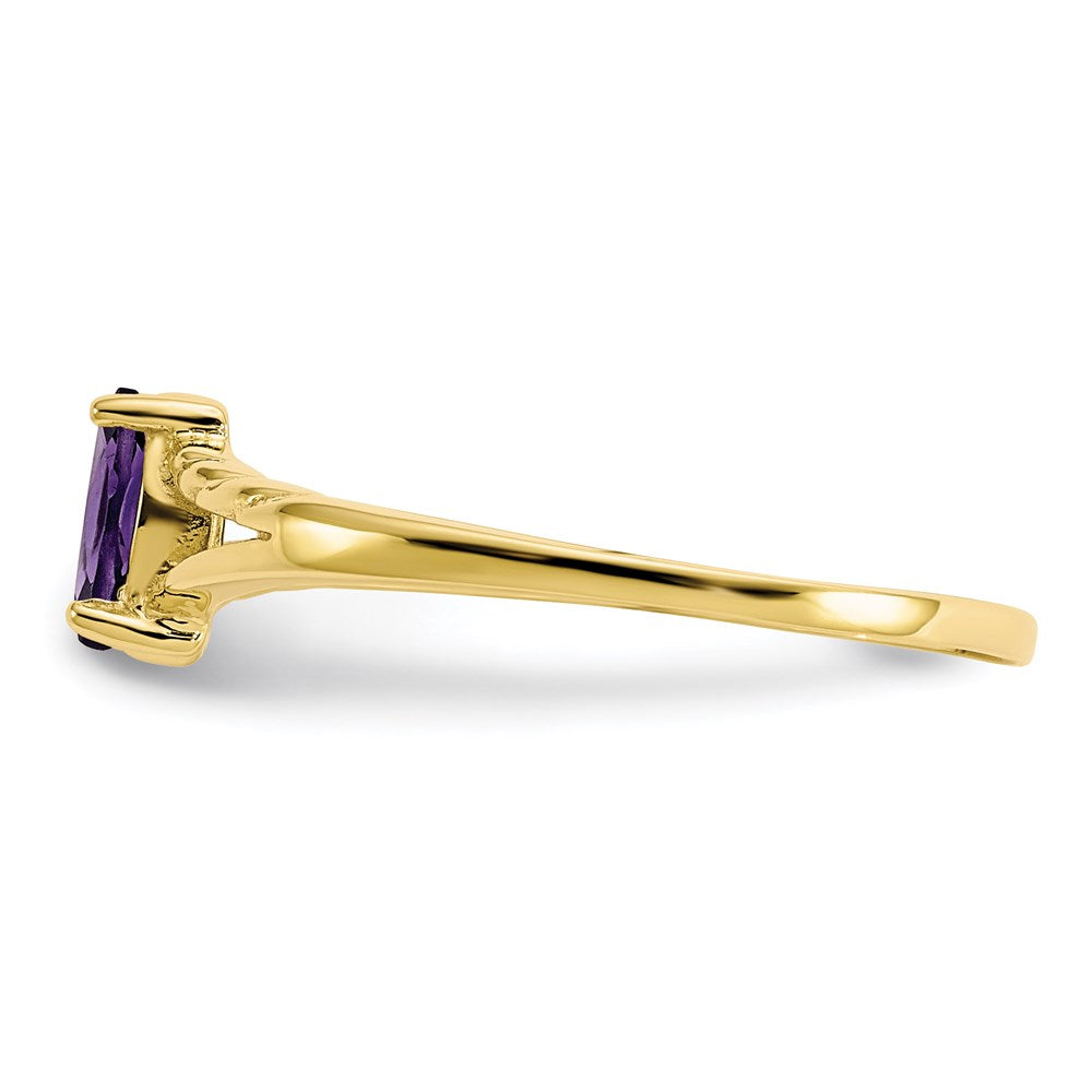 10k yellow gold polished geniune amethyst birthstone ring 10xbr179