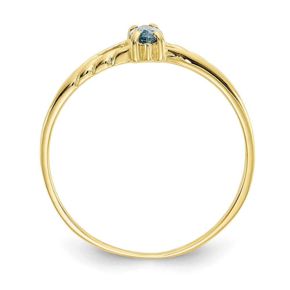 10k yellow gold polished geniune aquamarine birthstone ring 10xbr180