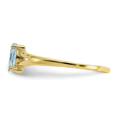 10k yellow gold polished geniune aquamarine birthstone ring 10xbr180