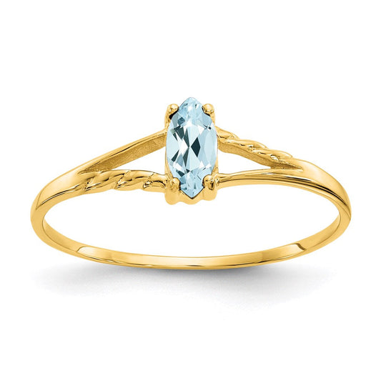 10k yellow gold polished geniune aquamarine birthstone ring 10xbr180