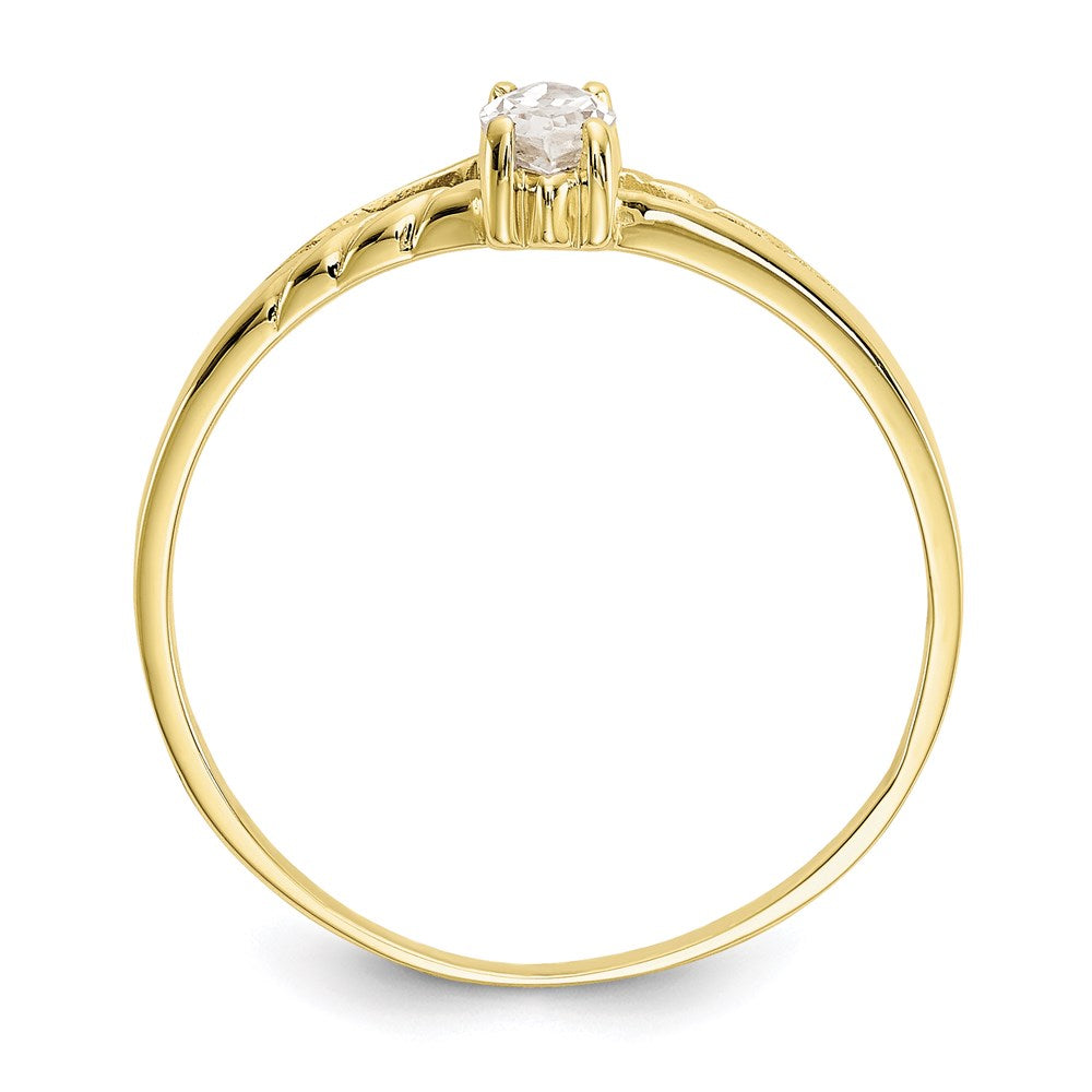 10k yellow gold polished geniune white topaz birthstone ring 10xbr181