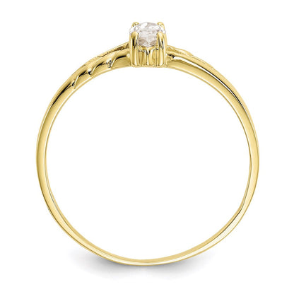 10k yellow gold polished geniune white topaz birthstone ring 10xbr181