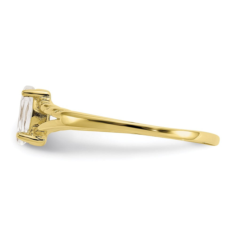10k yellow gold polished geniune white topaz birthstone ring 10xbr181
