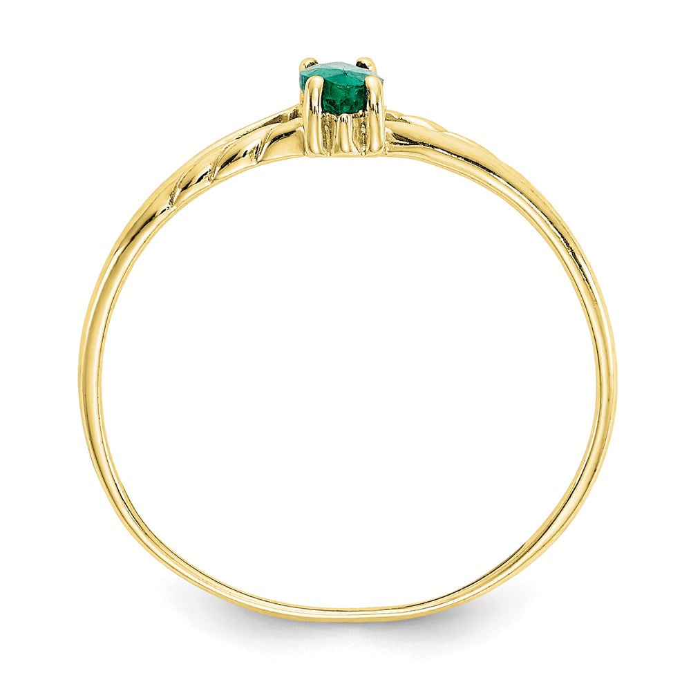 10k yellow gold polished geniune emerald birthstone ring 10xbr182