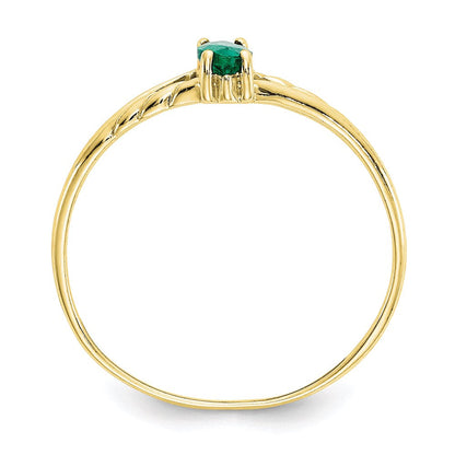 10k yellow gold polished geniune emerald birthstone ring 10xbr182