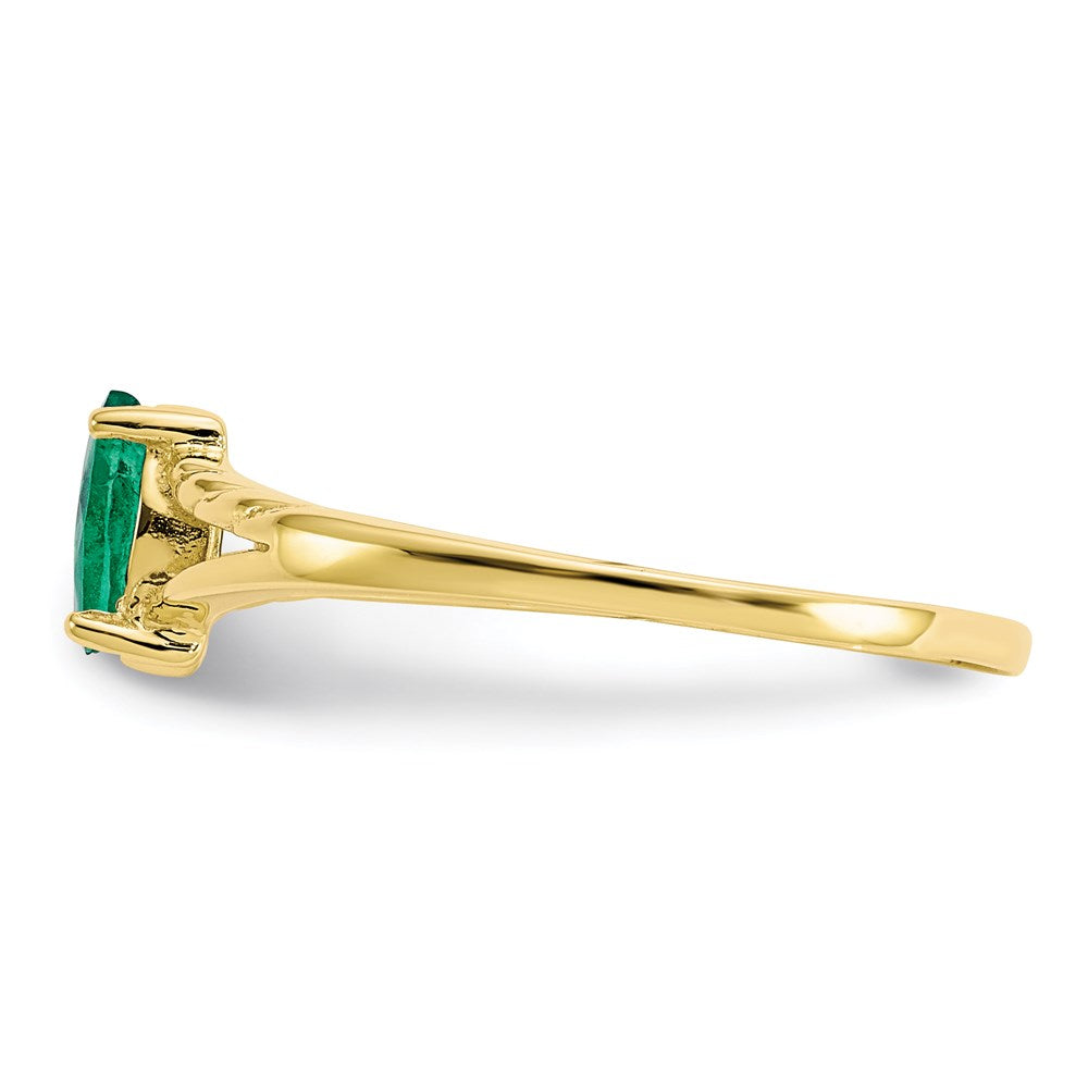 10k yellow gold polished geniune emerald birthstone ring 10xbr182