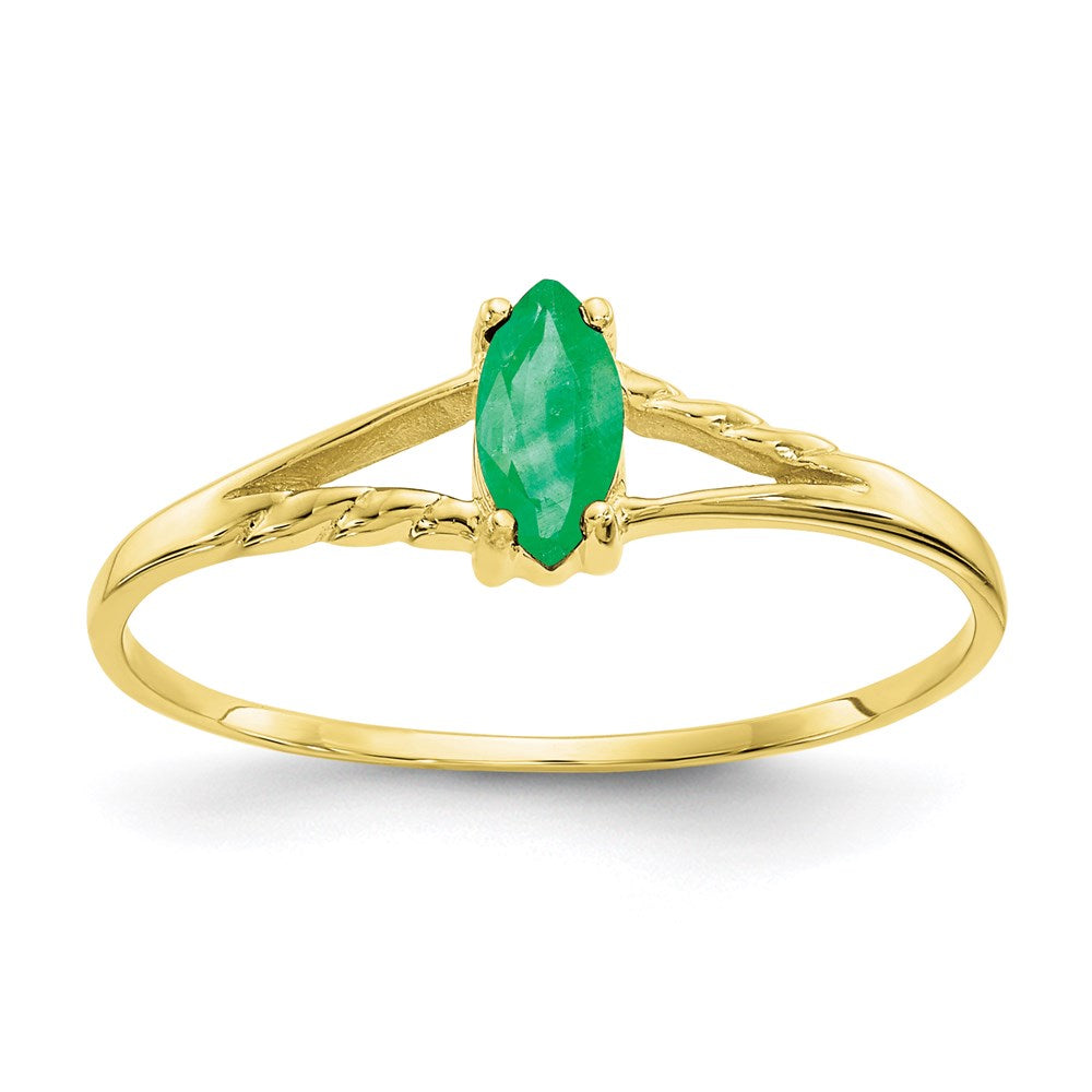 10k yellow gold polished geniune emerald birthstone ring 10xbr182