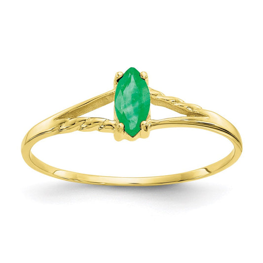 10k yellow gold polished geniune emerald birthstone ring 10xbr182