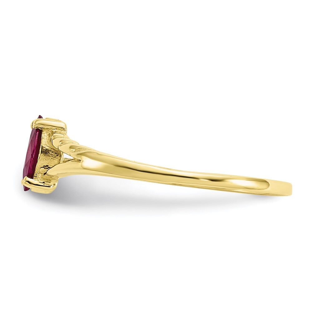 10k yellow gold polished geniune ruby birthstone ring 10xbr184