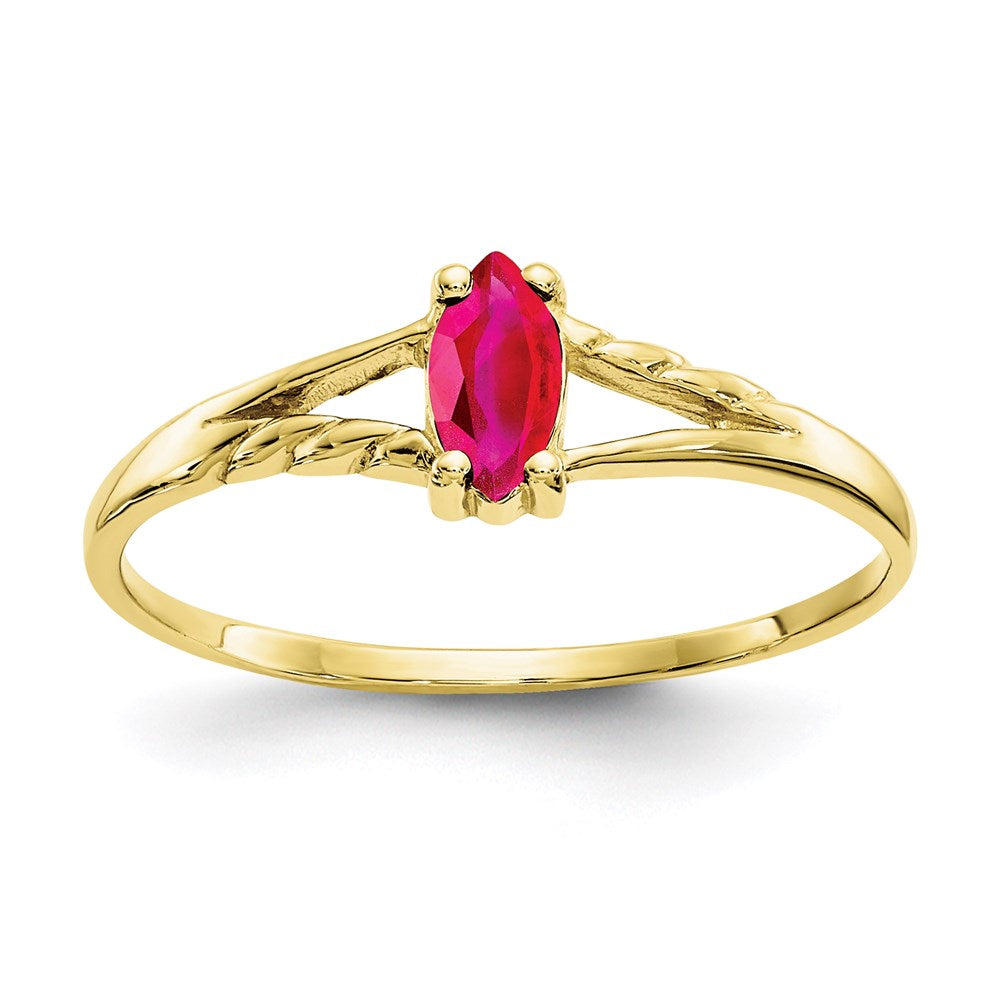 10k yellow gold polished geniune ruby birthstone ring 10xbr184
