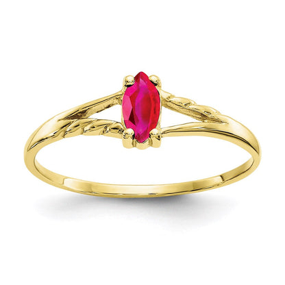 10k yellow gold polished geniune ruby birthstone ring 10xbr184