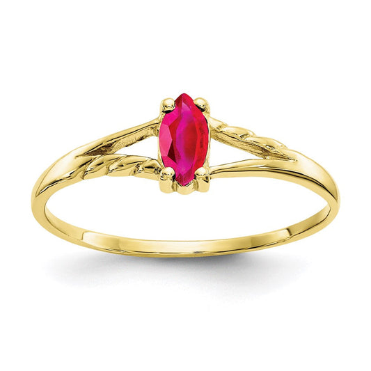 10k yellow gold polished geniune ruby birthstone ring 10xbr184