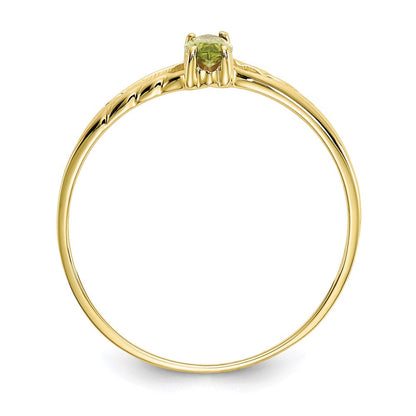 10k yellow gold polished geniune peridot birthstone ring 10xbr185
