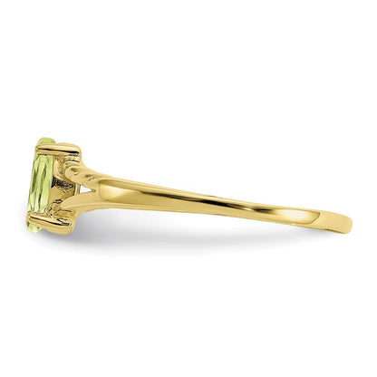 10k yellow gold polished geniune peridot birthstone ring 10xbr185