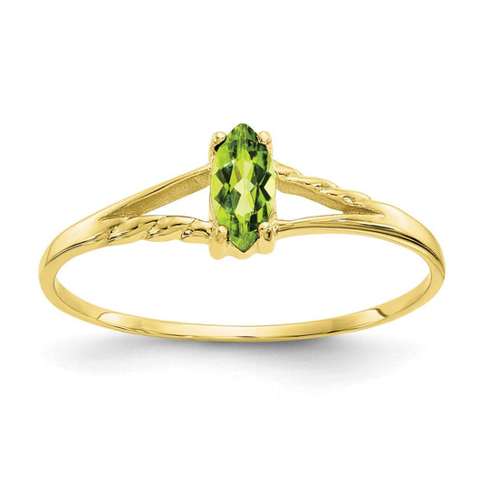 10k yellow gold polished geniune peridot birthstone ring 10xbr185