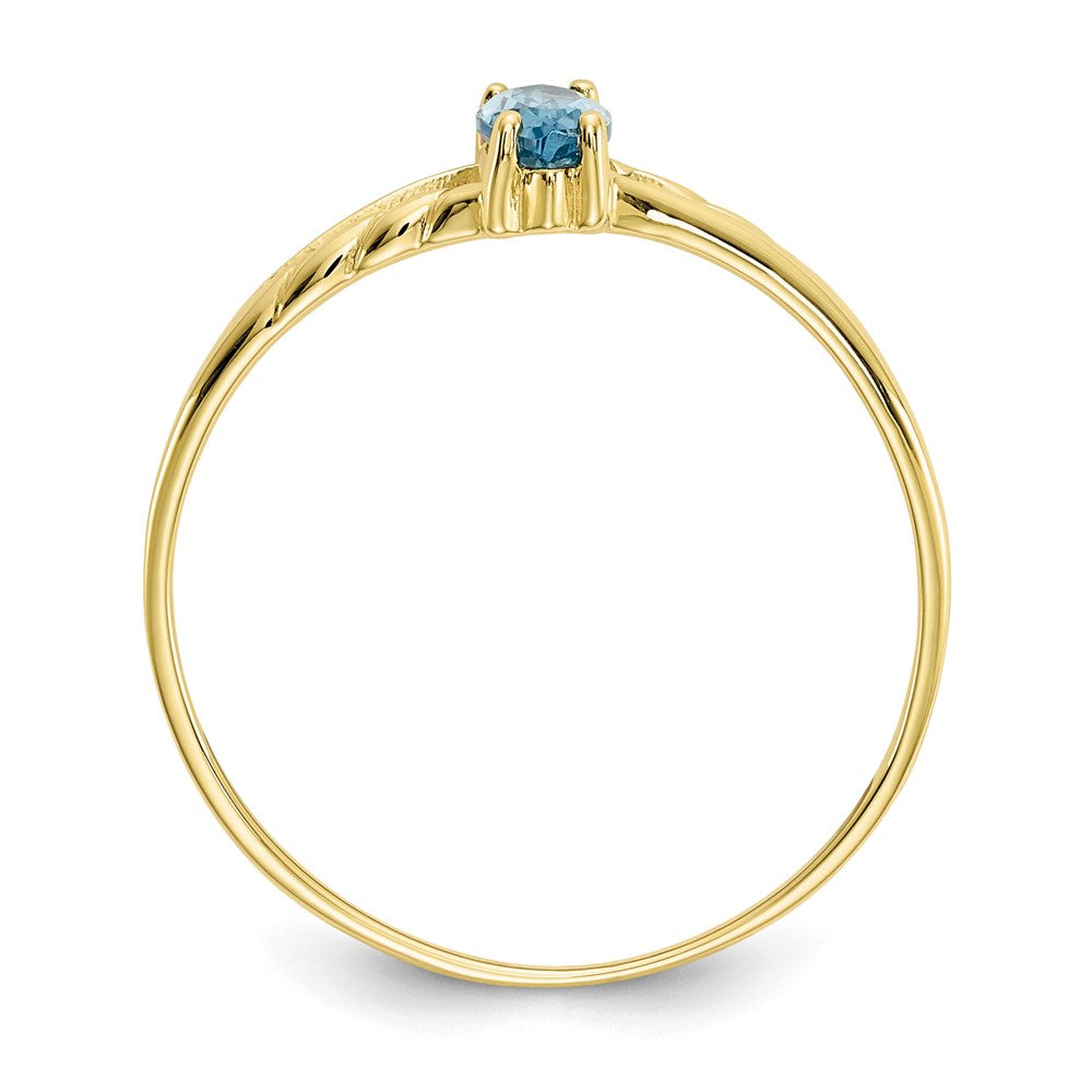 10k yellow gold polished geniune blue topaz birthstone ring 10xbr189