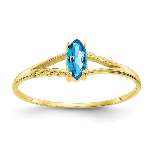 10k yellow gold polished geniune blue topaz birthstone ring 10xbr189