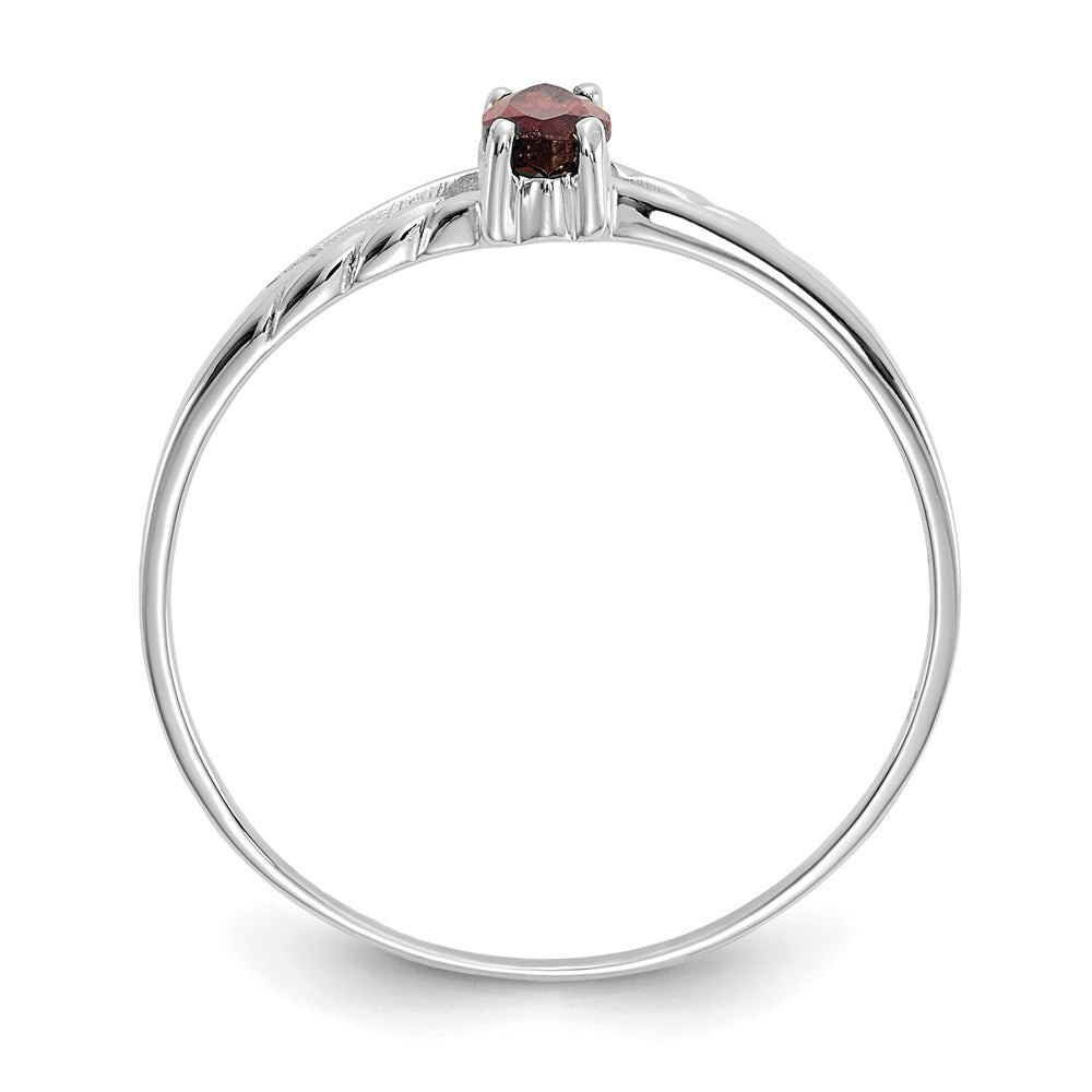 10k white gold polished geniune garnet birthstone ring 10xbr190
