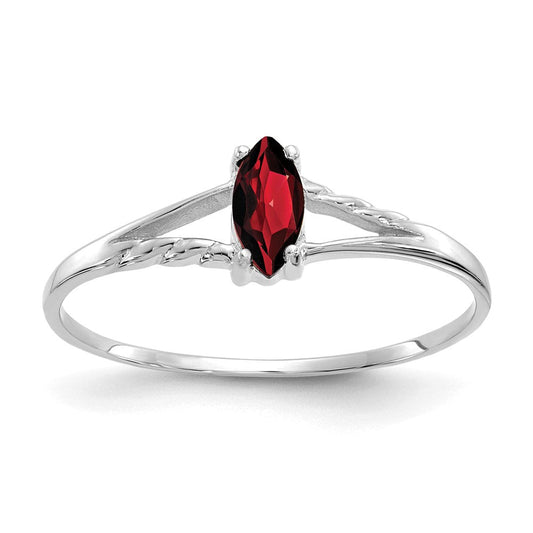 10k white gold polished geniune garnet birthstone ring 10xbr190