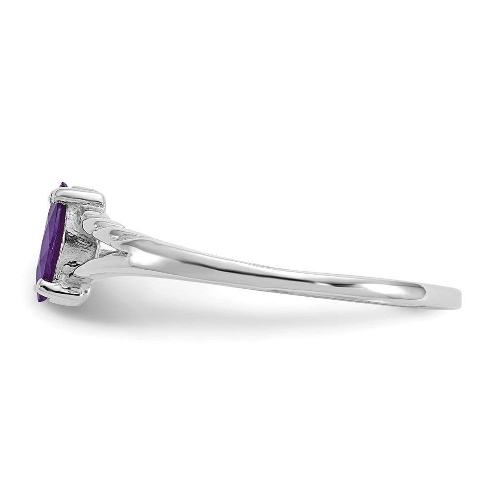 10k white gold polished geniune amethyst birthstone ring 10xbr191
