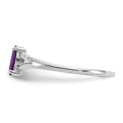 10k white gold polished geniune amethyst birthstone ring 10xbr191