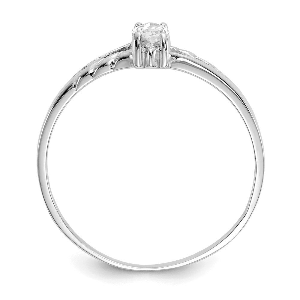 10k white gold polished geniune white topaz birthstone ring 10xbr193