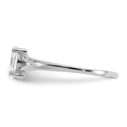 10k white gold polished geniune white topaz birthstone ring 10xbr193