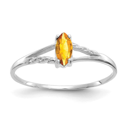 10k white gold polished geniune citrine birthstone ring 10xbr200