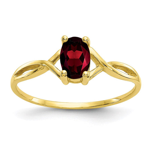 10k yellow gold polished geniune garnet birthstone ring 10xbr226