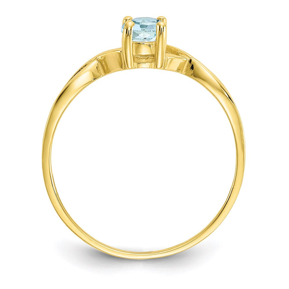 10k yellow gold polished geniune aquamarine birthstone ring 10xbr228