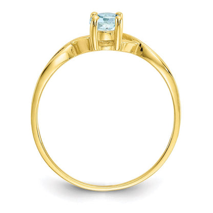 10k yellow gold polished geniune aquamarine birthstone ring 10xbr228
