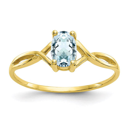 10k yellow gold polished geniune aquamarine birthstone ring 10xbr228