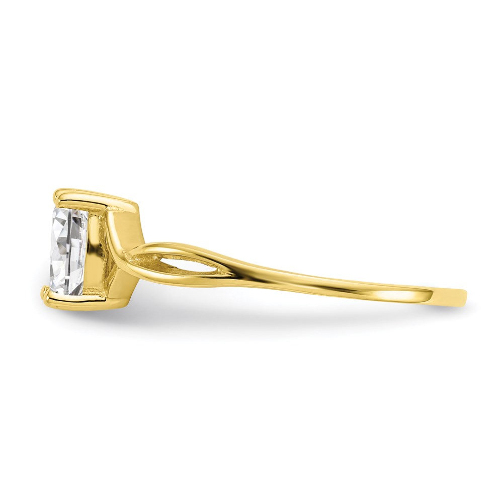 10k yellow gold polished geniune white topaz birthstone ring 10xbr229