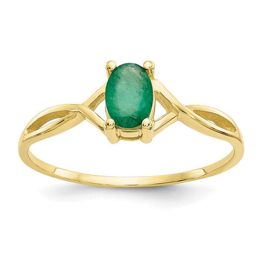 10k yellow gold polished geniune emerald birthstone ring 10xbr230