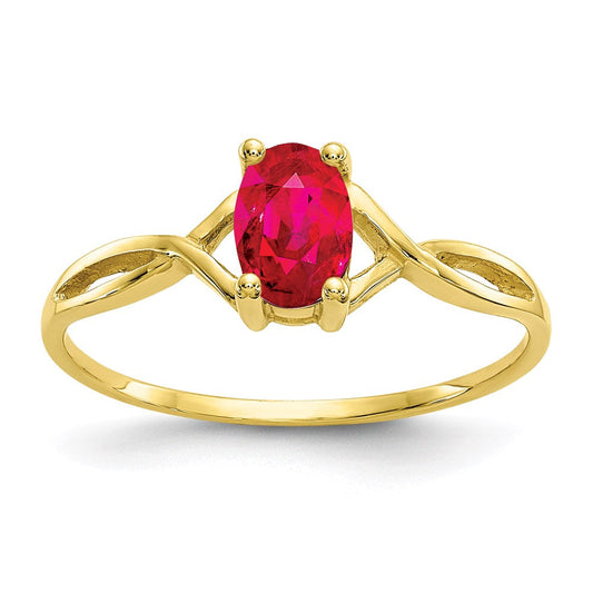 10k yellow gold polished geniune ruby birthstone ring 10xbr232