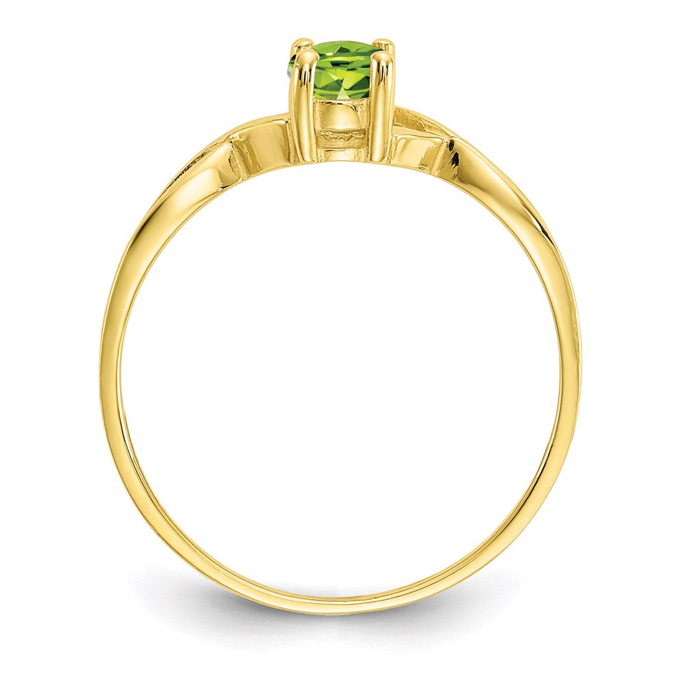 10k yellow gold polished geniune peridot birthstone ring 10xbr233