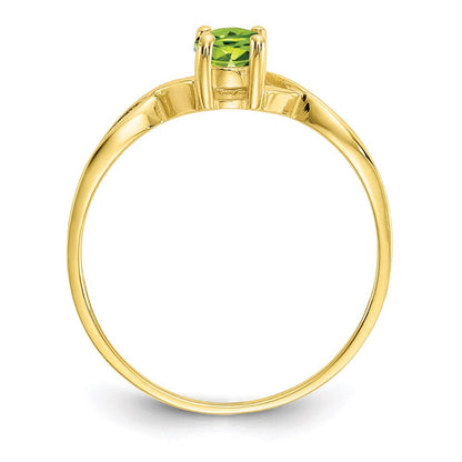 10k yellow gold polished geniune peridot birthstone ring 10xbr233