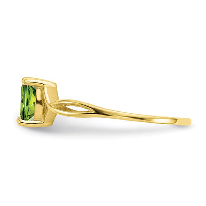 10k yellow gold polished geniune peridot birthstone ring 10xbr233
