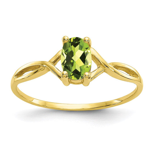 10k yellow gold polished geniune peridot birthstone ring 10xbr233