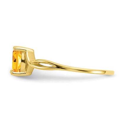10k yellow gold polished geniune citrine birthstone ring 10xbr236