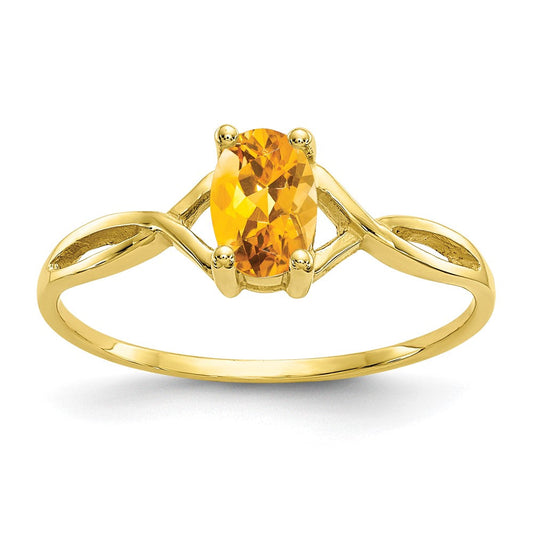 10k yellow gold polished geniune citrine birthstone ring 10xbr236