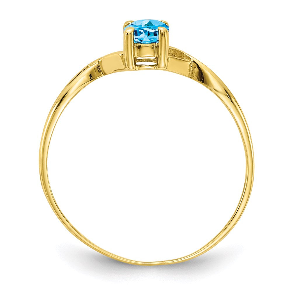 10k yellow gold polished geniune blue topaz birthstone ring 10xbr237