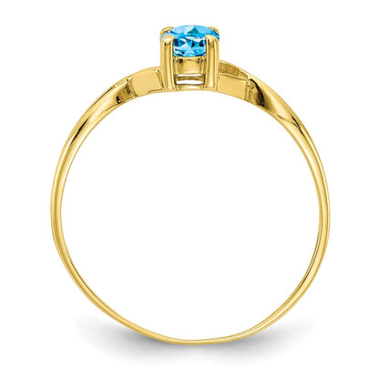 10k yellow gold polished geniune blue topaz birthstone ring 10xbr237