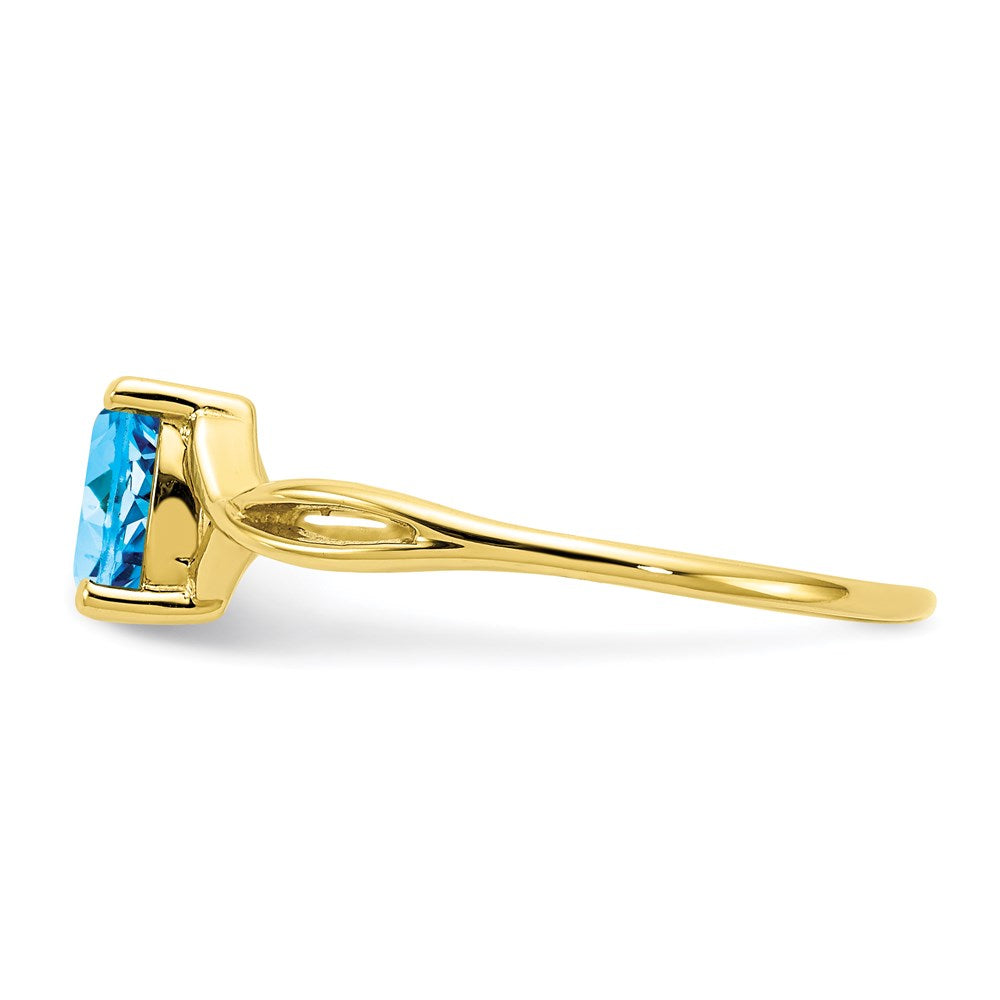 10k yellow gold polished geniune blue topaz birthstone ring 10xbr237